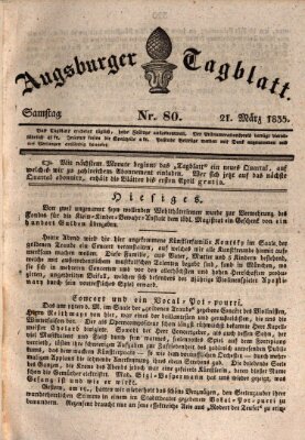 Augsburger Tagblatt Samstag 21. März 1835