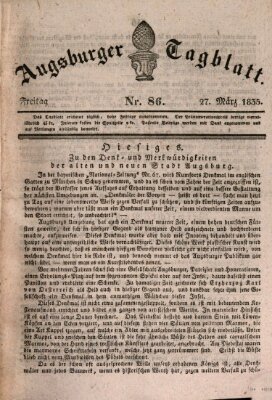 Augsburger Tagblatt Freitag 27. März 1835