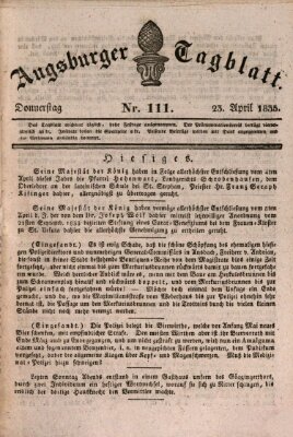 Augsburger Tagblatt Donnerstag 23. April 1835