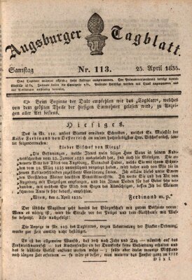 Augsburger Tagblatt Samstag 25. April 1835