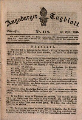 Augsburger Tagblatt Donnerstag 30. April 1835