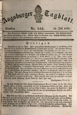 Augsburger Tagblatt Samstag 18. Juli 1835