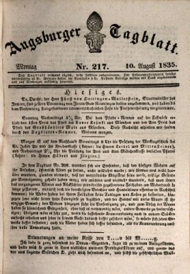 Augsburger Tagblatt Montag 10. August 1835