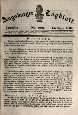 Augsburger Tagblatt Donnerstag 13. August 1835