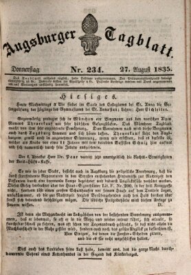 Augsburger Tagblatt Donnerstag 27. August 1835