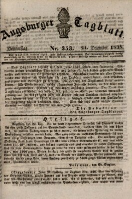 Augsburger Tagblatt Donnerstag 24. Dezember 1835