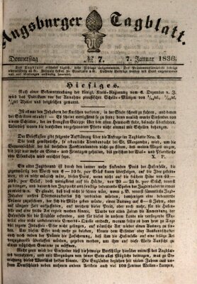 Augsburger Tagblatt Donnerstag 7. Januar 1836