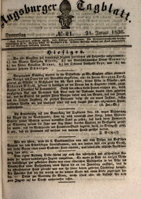 Augsburger Tagblatt Donnerstag 21. Januar 1836