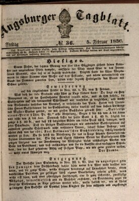 Augsburger Tagblatt Freitag 5. Februar 1836