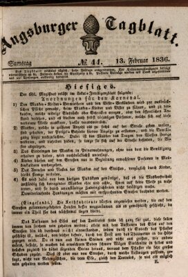 Augsburger Tagblatt Samstag 13. Februar 1836