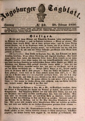 Augsburger Tagblatt Sonntag 28. Februar 1836