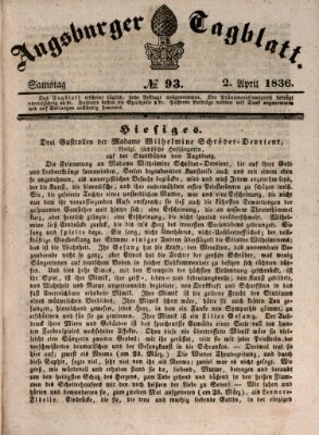 Augsburger Tagblatt Samstag 2. April 1836