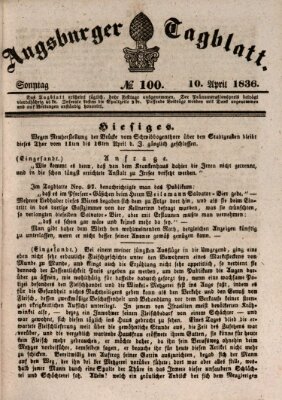 Augsburger Tagblatt Sonntag 10. April 1836