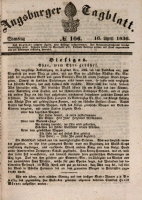 Augsburger Tagblatt Samstag 16. April 1836