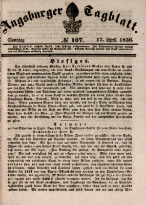 Augsburger Tagblatt Sonntag 17. April 1836