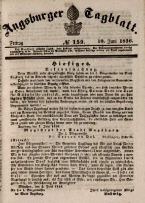 Augsburger Tagblatt Freitag 10. Juni 1836