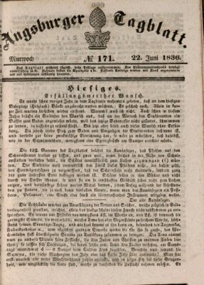 Augsburger Tagblatt Mittwoch 22. Juni 1836