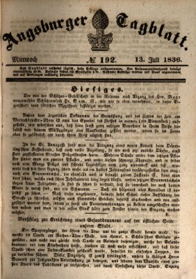 Augsburger Tagblatt Mittwoch 13. Juli 1836