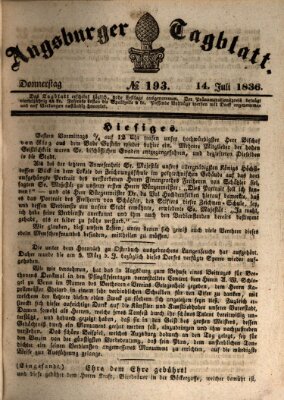 Augsburger Tagblatt Donnerstag 14. Juli 1836