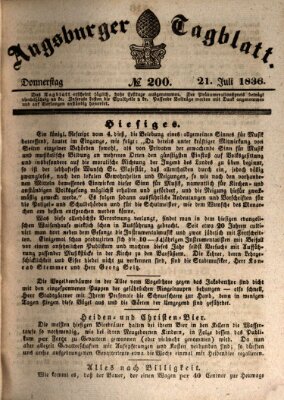 Augsburger Tagblatt Donnerstag 21. Juli 1836