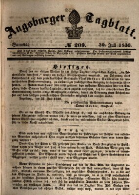 Augsburger Tagblatt Samstag 30. Juli 1836