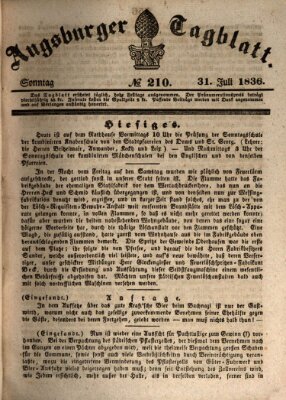 Augsburger Tagblatt Sonntag 31. Juli 1836