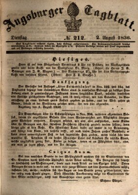 Augsburger Tagblatt Dienstag 2. August 1836