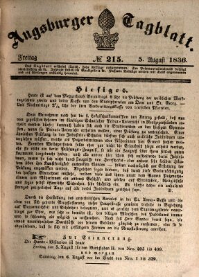 Augsburger Tagblatt Freitag 5. August 1836