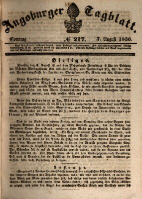 Augsburger Tagblatt Sonntag 7. August 1836