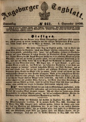 Augsburger Tagblatt Donnerstag 1. September 1836