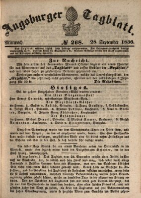 Augsburger Tagblatt Mittwoch 28. September 1836