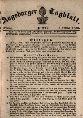 Augsburger Tagblatt Montag 3. Oktober 1836