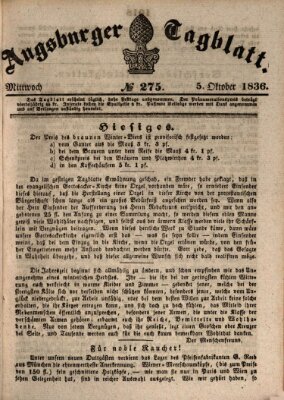 Augsburger Tagblatt Mittwoch 5. Oktober 1836