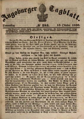 Augsburger Tagblatt Donnerstag 13. Oktober 1836