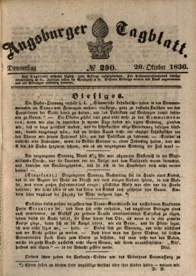 Augsburger Tagblatt Donnerstag 20. Oktober 1836