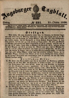 Augsburger Tagblatt Freitag 21. Oktober 1836