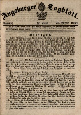 Augsburger Tagblatt Samstag 29. Oktober 1836