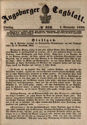 Augsburger Tagblatt Dienstag 1. November 1836