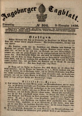 Augsburger Tagblatt Donnerstag 3. November 1836