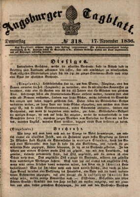 Augsburger Tagblatt Donnerstag 17. November 1836