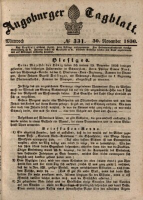 Augsburger Tagblatt Mittwoch 30. November 1836