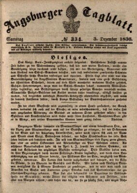 Augsburger Tagblatt Samstag 3. Dezember 1836