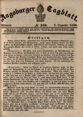 Augsburger Tagblatt Mittwoch 7. Dezember 1836