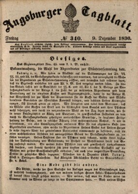 Augsburger Tagblatt Freitag 9. Dezember 1836