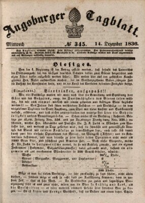 Augsburger Tagblatt Mittwoch 14. Dezember 1836