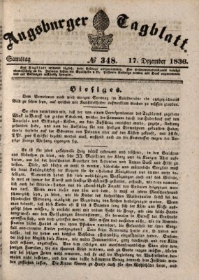 Augsburger Tagblatt Samstag 17. Dezember 1836