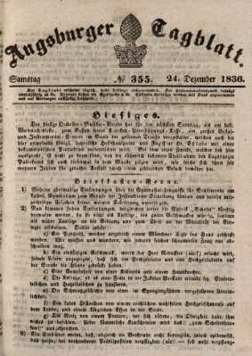 Augsburger Tagblatt Samstag 24. Dezember 1836