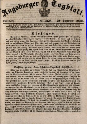 Augsburger Tagblatt Mittwoch 28. Dezember 1836