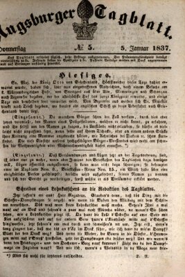 Augsburger Tagblatt Donnerstag 5. Januar 1837