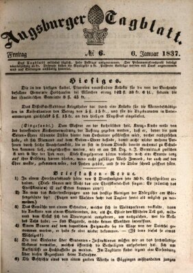 Augsburger Tagblatt Freitag 6. Januar 1837